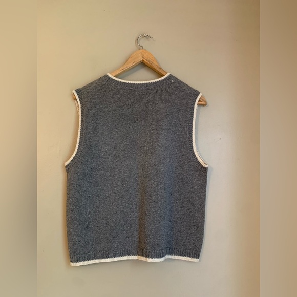 Vintage KAREN SCOTT grey bear skater Sweater Vest fun Kitchy heart Applique - Picture 6 of 8